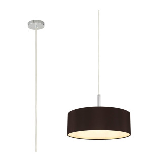 Baymont Polished Chrome 5 Light E27 Single Pendant With 45cm x 15cm Faux Silk Shade Black-1