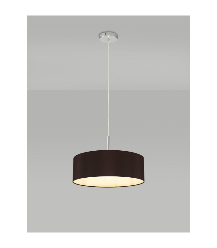 Baymont Polished Chrome 5 Light E27 Single Pendant With 45cm x 15cm Faux Silk Shade Black-2