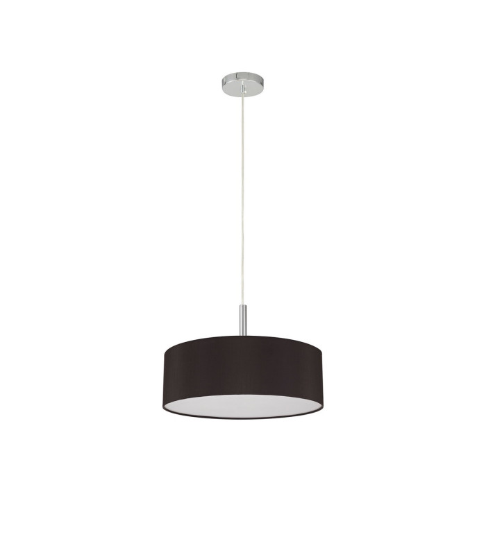 Baymont Polished Chrome 5 Light E27 Single Pendant With 45cm x 15cm Faux Silk Shade Black-5