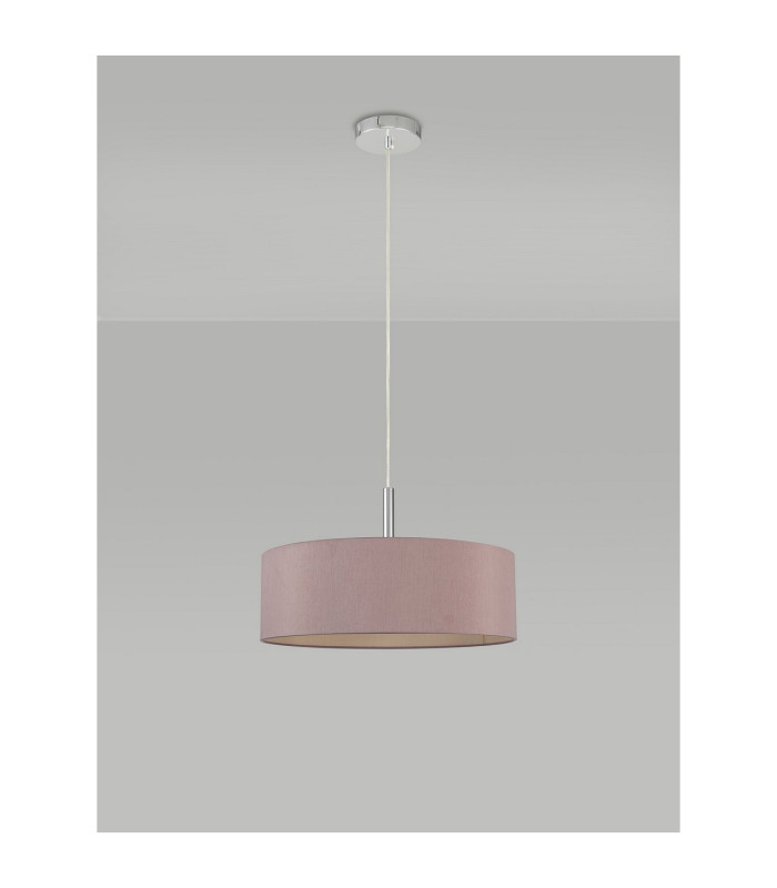 Baymont Polished Chrome 5 Light E27 Single Pendant With 45cm x 15cm Dual Faux Silk Shade Taupe/Halo Gold-12