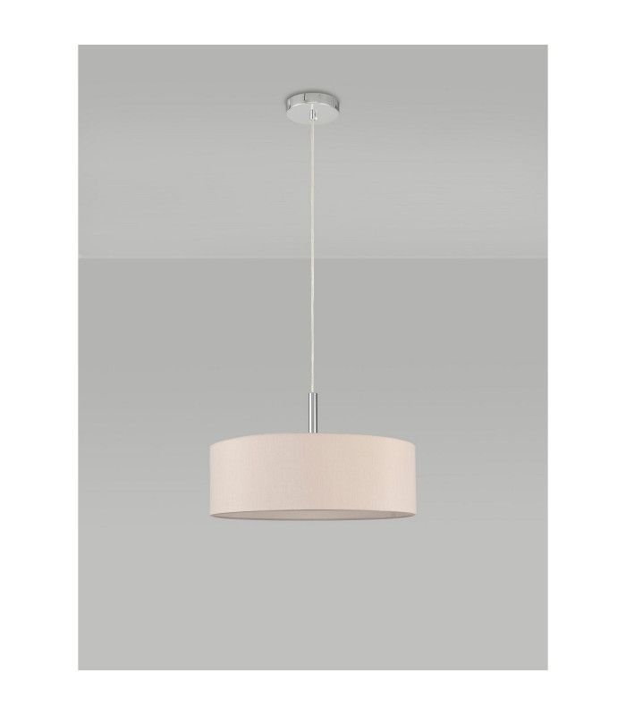 Baymont Polished Chrome 5 Light E27 Single Pendant With 45cm x 15cm Dual Faux Silk Shade Nude Beige/Moonlight-12