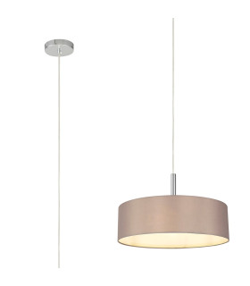 Baymont Polished Chrome 5 Light E27 Single Pendant With 45cm x 15cm Faux Silk Shade Grey-1
