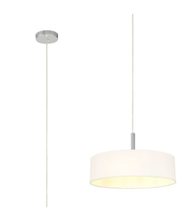 Baymont Polished Chrome 5 Light E27 Single Pendant With 45cm x 15cm Faux Silk Shade White-1