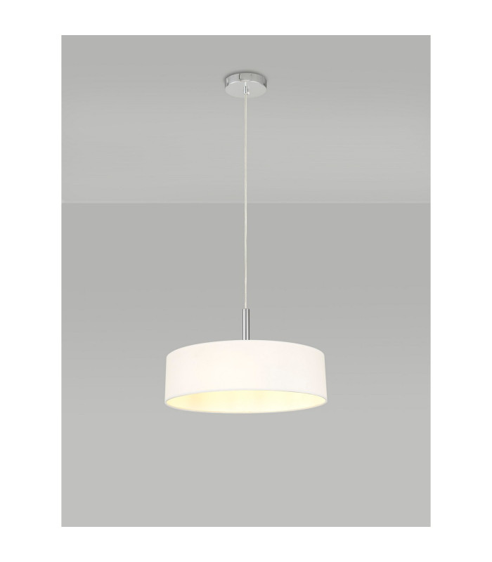Baymont Polished Chrome 5 Light E27 Single Pendant With 45cm x 15cm Faux Silk Shade White-2