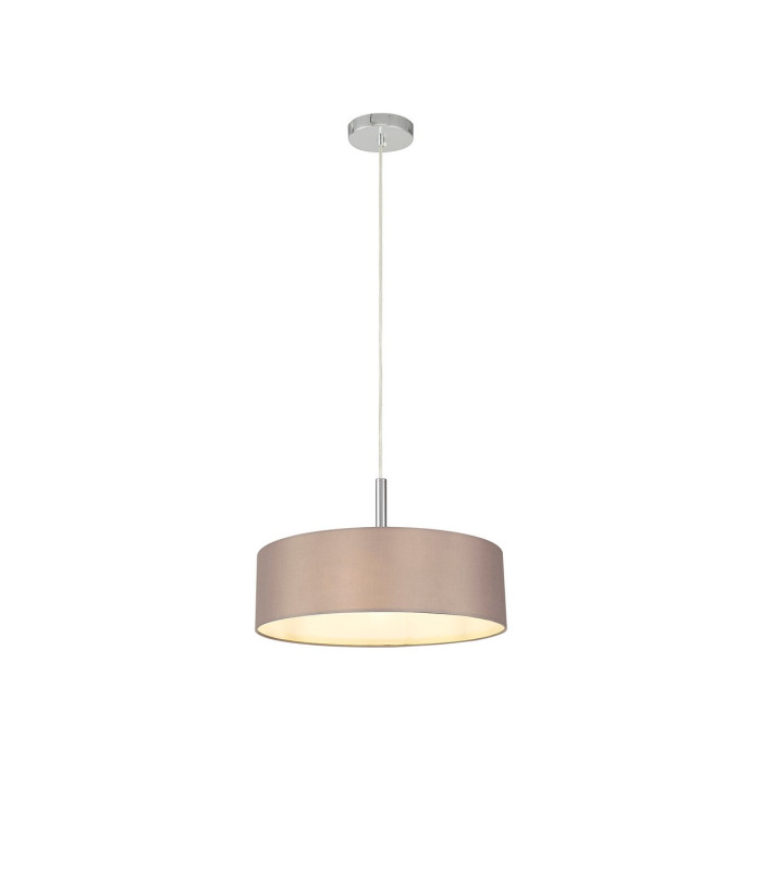 Baymont Polished Chrome 5 Light E27 Single Pendant With 45cm x 15cm Faux Silk Shade Grey-4