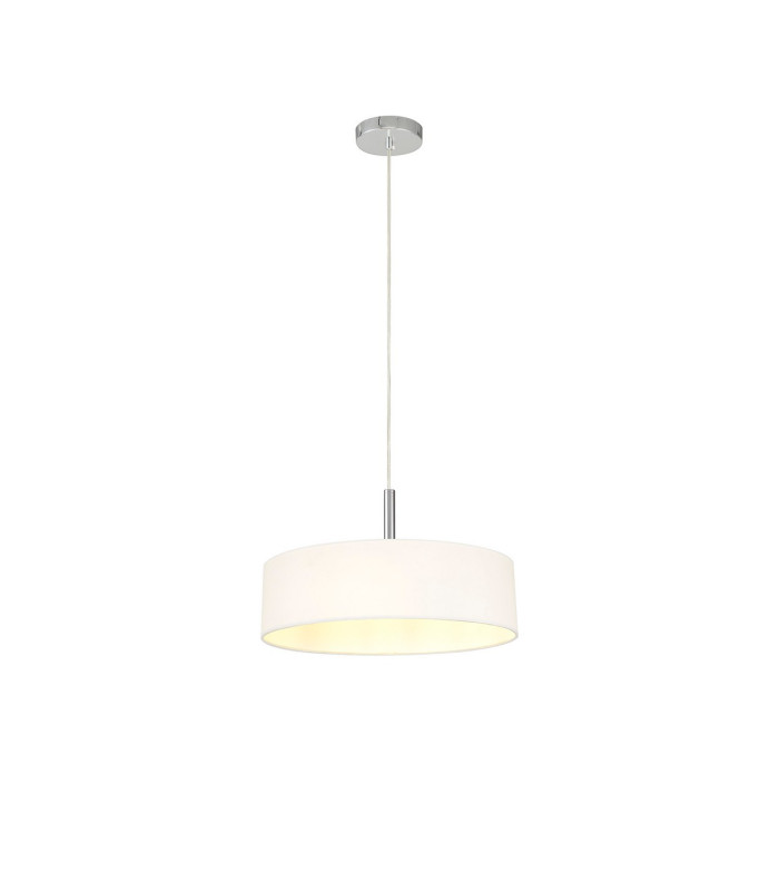 Baymont Polished Chrome 5 Light E27 Single Pendant With 45cm x 15cm Faux Silk Shade White-4