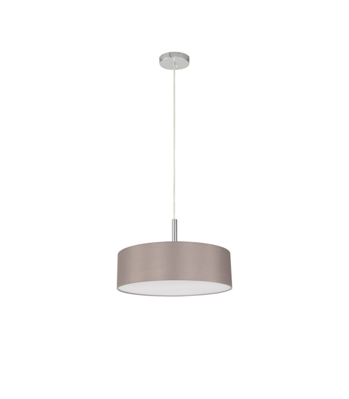 Baymont Polished Chrome 5 Light E27 Single Pendant With 45cm x 15cm Faux Silk Shade Grey-5