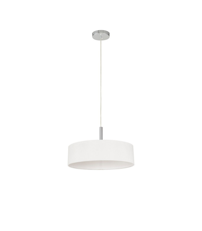 Baymont Polished Chrome 5 Light E27 Single Pendant With 45cm x 15cm Faux Silk Shade White-5