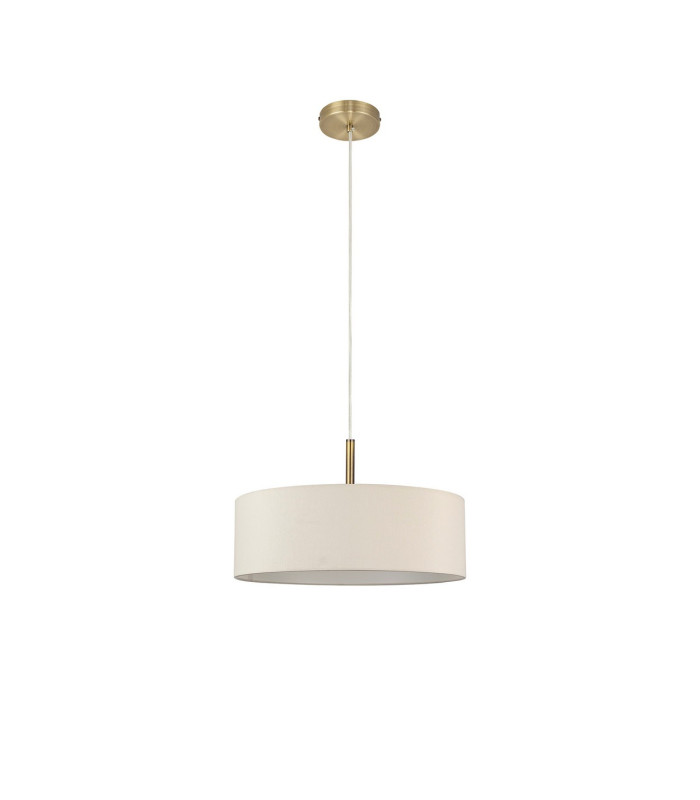 Baymont Antique Brass 5 Light E27 Single Pendant With 45cm x 15cm Faux Silk Shade Ivory Pearl/White Laminate-5