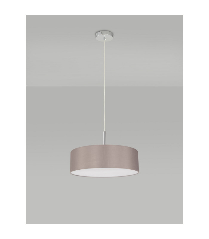 Baymont Polished Chrome 5 Light E27 Single Pendant With 45cm x 15cm Faux Silk Shade Grey-12