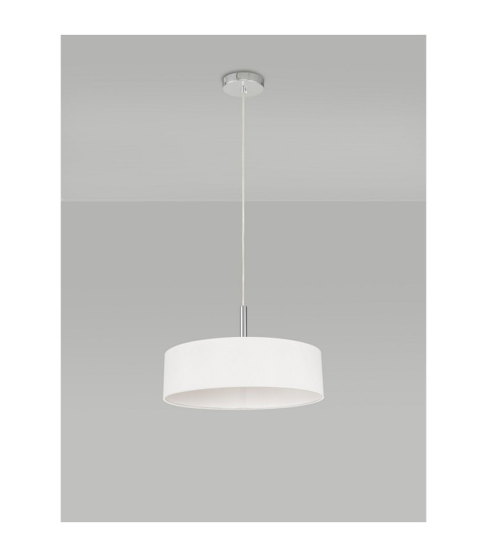 Baymont Polished Chrome 5 Light E27 Single Pendant With 45cm x 15cm Faux Silk Shade White-12