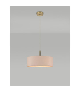 Baymont Antique Brass 5 Light E27 Single Pendant With 45cm x 15cm Dual Faux Silk Shade Nude Beige/Moonlight-2