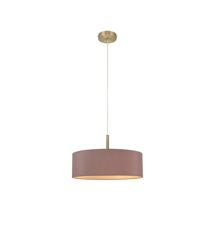 Baymont Antique Brass 5 Light E27 Single Pendant With 45cm x 15cm Dual Faux Silk Shade Taupe/Halo Gold-4