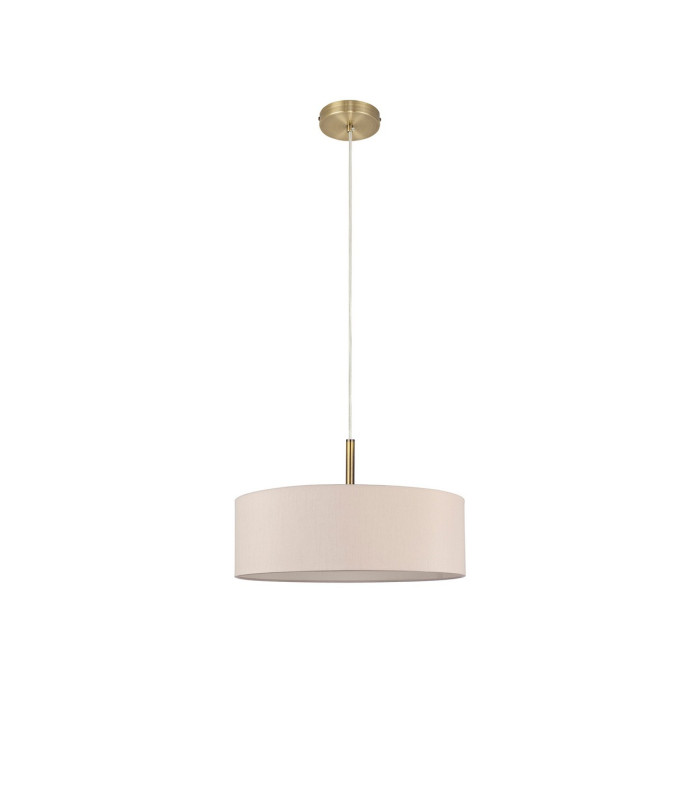 Baymont Antique Brass 5 Light E27 Single Pendant With 45cm x 15cm Dual Faux Silk Shade Nude Beige/Moonlight-5