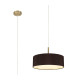 Baymont Antique Brass 5 Light E27 Single Pendant With 45cm x 15cm Faux Silk Shade Black-1