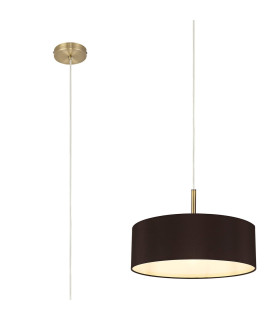 Baymont Antique Brass 5 Light E27 Single Pendant With 45cm x 15cm Faux Silk Shade Black-1