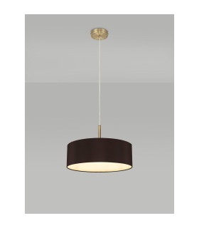 Baymont Antique Brass 5 Light E27 Single Pendant With 45cm x 15cm Faux Silk Shade Black-2