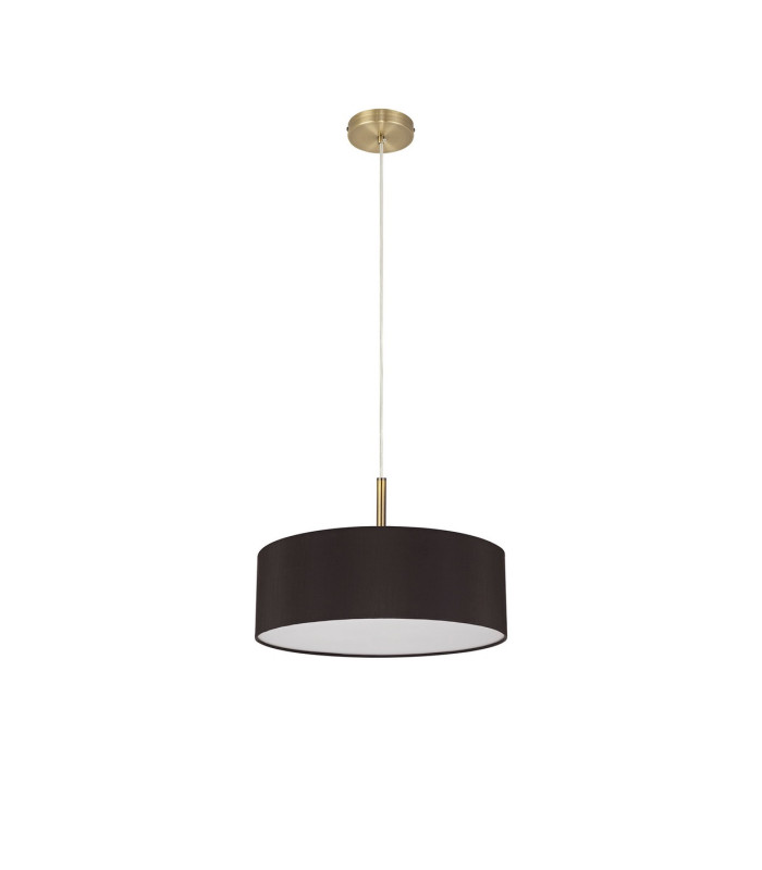 Baymont Antique Brass 5 Light E27 Single Pendant With 45cm x 15cm Faux Silk Shade Black-5