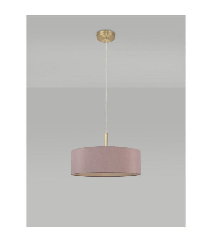 Baymont Antique Brass 5 Light E27 Single Pendant With 45cm x 15cm Dual Faux Silk Shade Taupe/Halo Gold-12