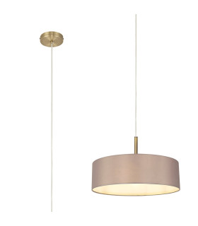 Baymont Antique Brass 5 Light E27 Single Pendant With 45cm x 15cm Faux Silk Shade Grey-1