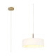 Baymont Antique Brass 5 Light E27 Single Pendant With 45cm x 15cm Faux Silk Shade White-1