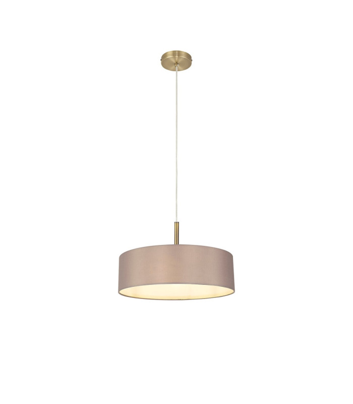 Baymont Antique Brass 5 Light E27 Single Pendant With 45cm x 15cm Faux Silk Shade Grey-4