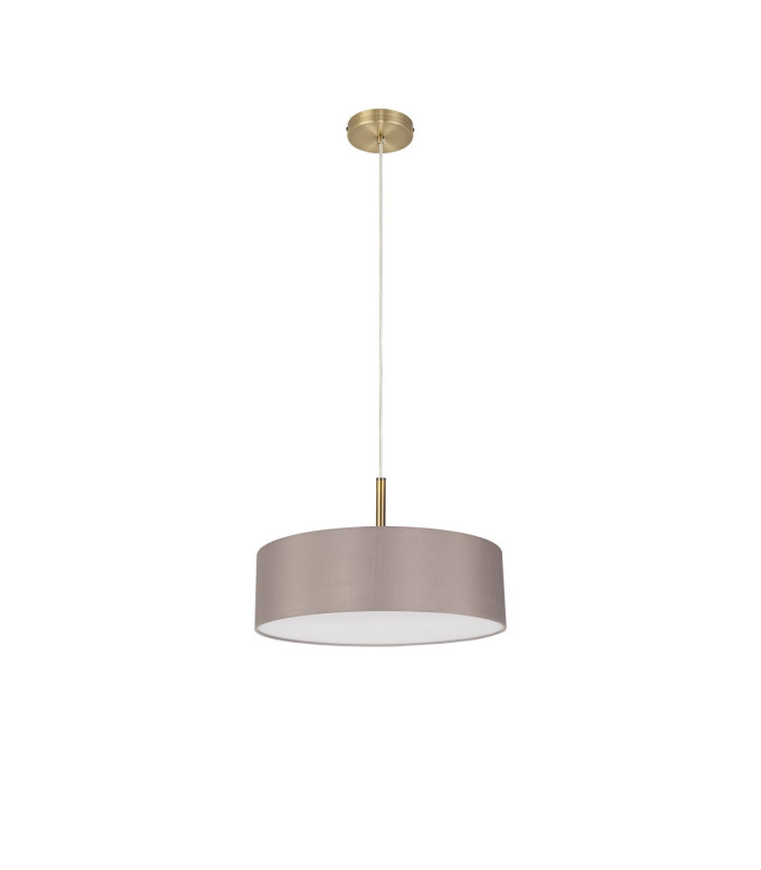 Baymont Antique Brass 5 Light E27 Single Pendant With 45cm x 15cm Faux Silk Shade Grey-5