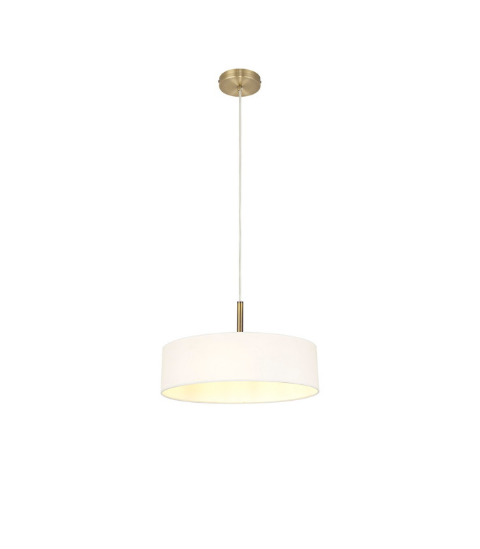 Baymont Antique Brass 5 Light E27 Single Pendant With 45cm x 15cm Faux Silk Shade White-4