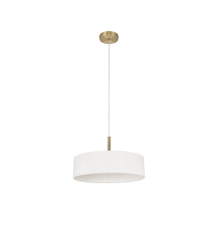 Baymont Antique Brass 5 Light E27 Single Pendant With 45cm x 15cm Faux Silk Shade White-5