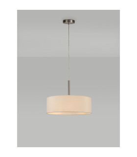 Baymont Satin Nickel 5 Light E27 Single Pendant With 45cm x 15cm Faux Silk Shade Ivory Pearl/White Laminate-2