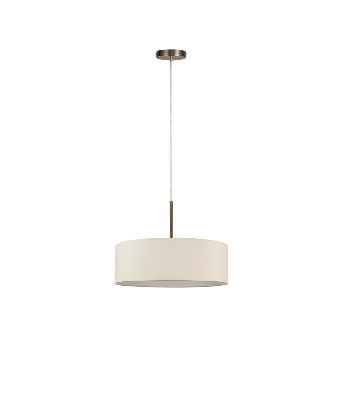 Baymont Satin Nickel 5 Light E27 Single Pendant With 45cm x 15cm Faux Silk Shade Ivory Pearl/White Laminate-5