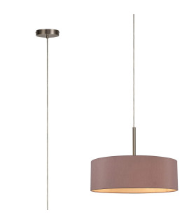 Baymont Satin Nickel 5 Light E27 Single Pendant With 45cm x 15cm Dual Faux Silk Shade Taupe/Halo Gold-1