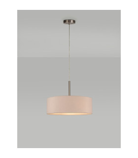 Baymont Satin Nickel 5 Light E27 Single Pendant With 45cm x 15cm Dual Faux Silk Shade Nude Beige/Moonlight-2
