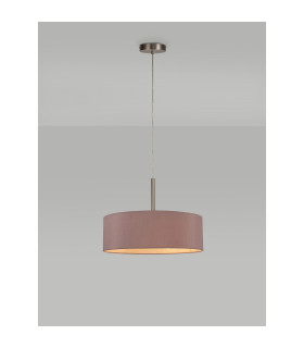 Baymont Satin Nickel 5 Light E27 Single Pendant With 45cm x 15cm Dual Faux Silk Shade Taupe/Halo Gold-2