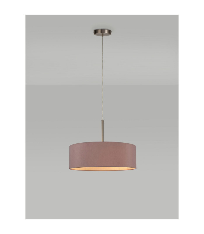 Baymont Satin Nickel 5 Light E27 Single Pendant With 45cm x 15cm Dual Faux Silk Shade Taupe/Halo Gold-2