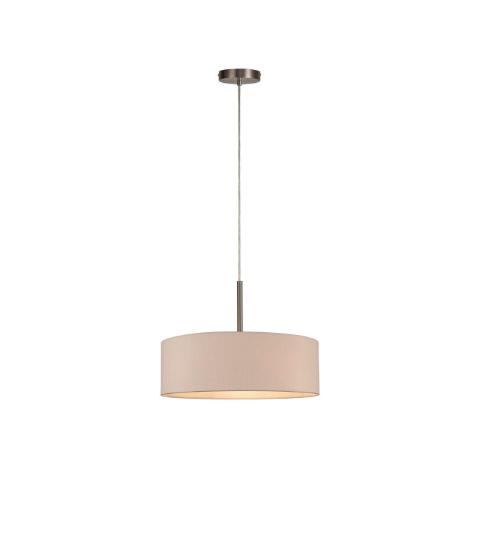 Baymont Satin Nickel 5 Light E27 Single Pendant With 45cm x 15cm Dual Faux Silk Shade Nude Beige/Moonlight-4