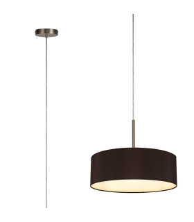 Baymont Satin Nickel 5 Light E27 Single Pendant With 45cm x 15cm Faux Silk Shade Black-1