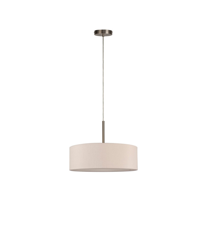 Baymont Satin Nickel 5 Light E27 Single Pendant With 45cm x 15cm Dual Faux Silk Shade Nude Beige/Moonlight-5