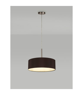 Baymont Satin Nickel 5 Light E27 Single Pendant With 45cm x 15cm Faux Silk Shade Black-2