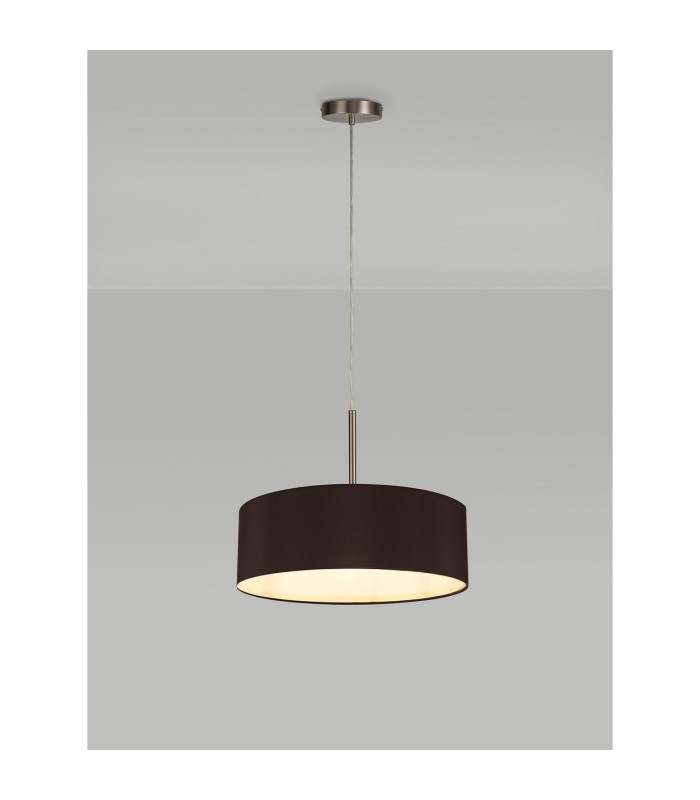 Baymont Satin Nickel 5 Light E27 Single Pendant With 45cm x 15cm Faux Silk Shade Black-2