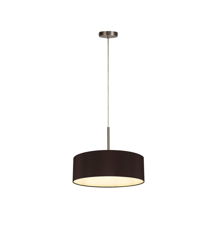 Baymont Satin Nickel 5 Light E27 Single Pendant With 45cm x 15cm Faux Silk Shade Black-4