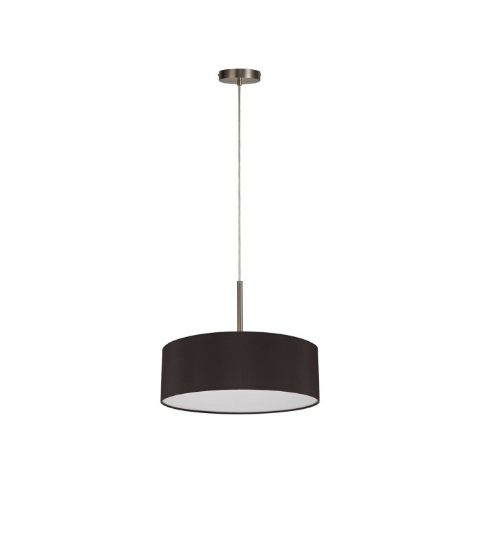 Baymont Satin Nickel 5 Light E27 Single Pendant With 45cm x 15cm Faux Silk Shade Black-5