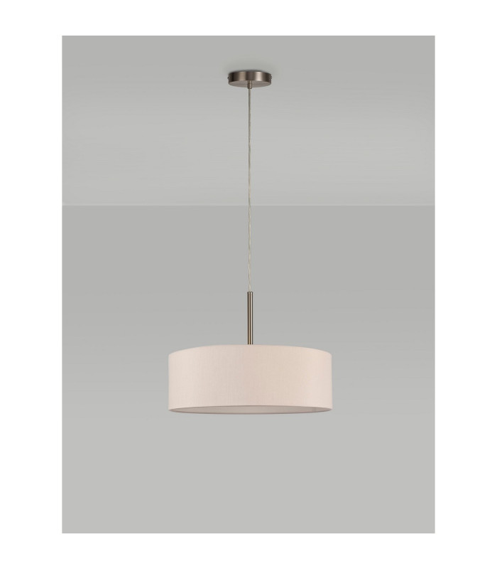 Baymont Satin Nickel 5 Light E27 Single Pendant With 45cm x 15cm Dual Faux Silk Shade Nude Beige/Moonlight-12