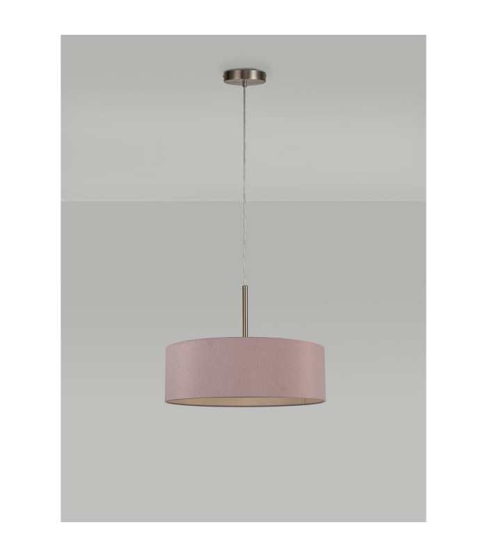 Baymont Satin Nickel 5 Light E27 Single Pendant With 45cm x 15cm Dual Faux Silk Shade Taupe/Halo Gold-12
