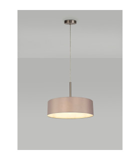 Baymont Satin Nickel 5 Light E27 Single Pendant With 45cm x 15cm Faux Silk Shade Grey-2