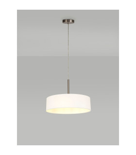 Baymont Satin Nickel 5 Light E27 Single Pendant With 45cm x 15cm Faux Silk Shade White-2