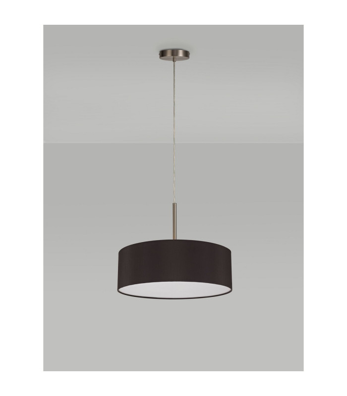 Baymont Satin Nickel 5 Light E27 Single Pendant With 45cm x 15cm Faux Silk Shade Black-12