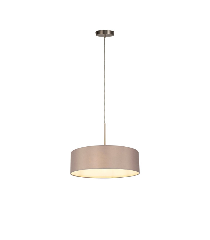 Baymont Satin Nickel 5 Light E27 Single Pendant With 45cm x 15cm Faux Silk Shade Grey-4
