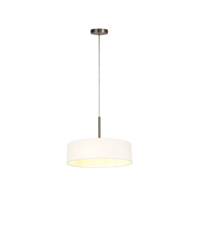 Baymont Satin Nickel 5 Light E27 Single Pendant With 45cm x 15cm Faux Silk Shade White-4