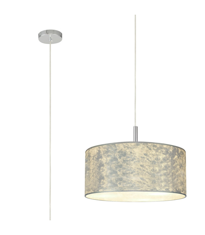 Baymont 40cm Polished Chrome 5 Light E27 Single Pendant With 50cm x 20cm Silver Leaf Shade-1